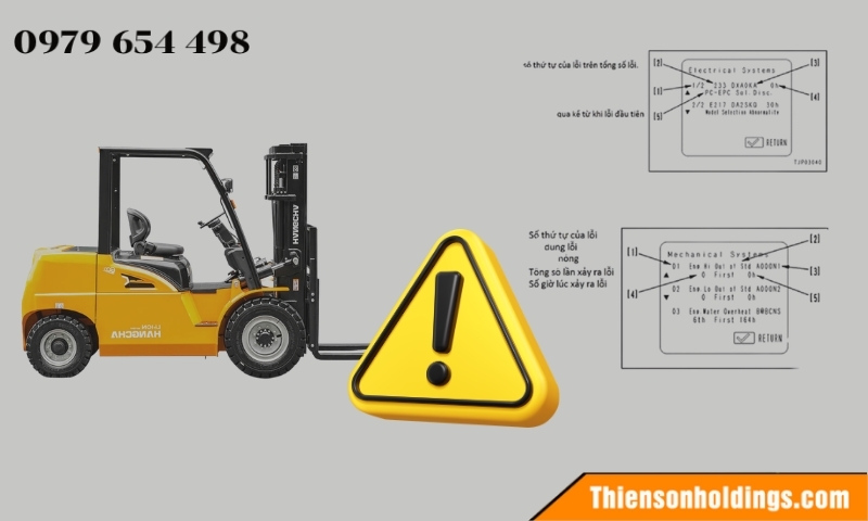 Xe nâng điện báo lỗi
